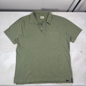 Faherty Brand Polo Shirt Mens Large Olive Green Cotton Short Sleeve Pocket